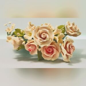 Vintage clay floral boutonniere/ hair piece